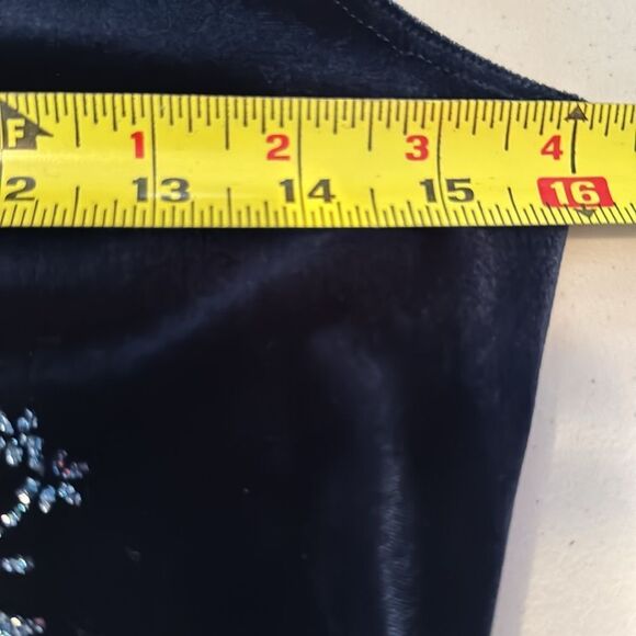 90s Navy Blue Velvet Floral Maxi Dress Y2K Glam Eveningwear Soft Goth - Picture 15 of 15